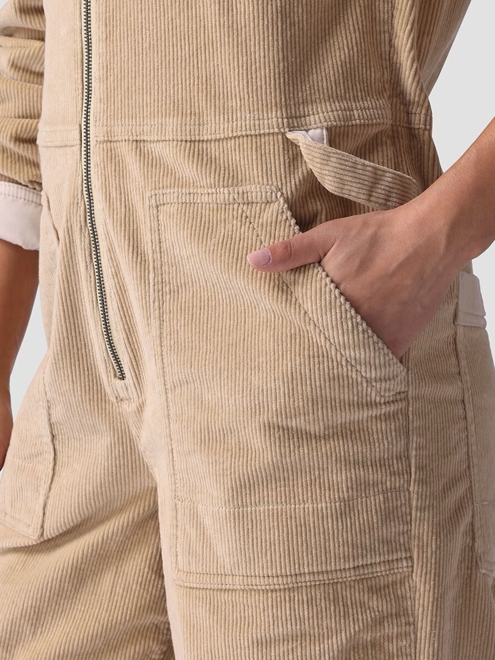 Stoic Wide Leg Corduroy Jumpsuit Coveralls Tan Beige Small - Picture 3 of 15